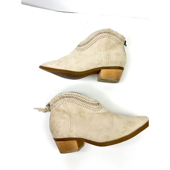 Not‎ Rated Tan Boho V Cut Front Embroidered Suede Booties Size - Picture 3 of 10